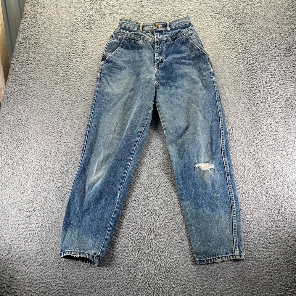 Vintage Bonjour Jeans Womens 10 Blue Cotton‎ Tapered Denim High Rise Distressed
